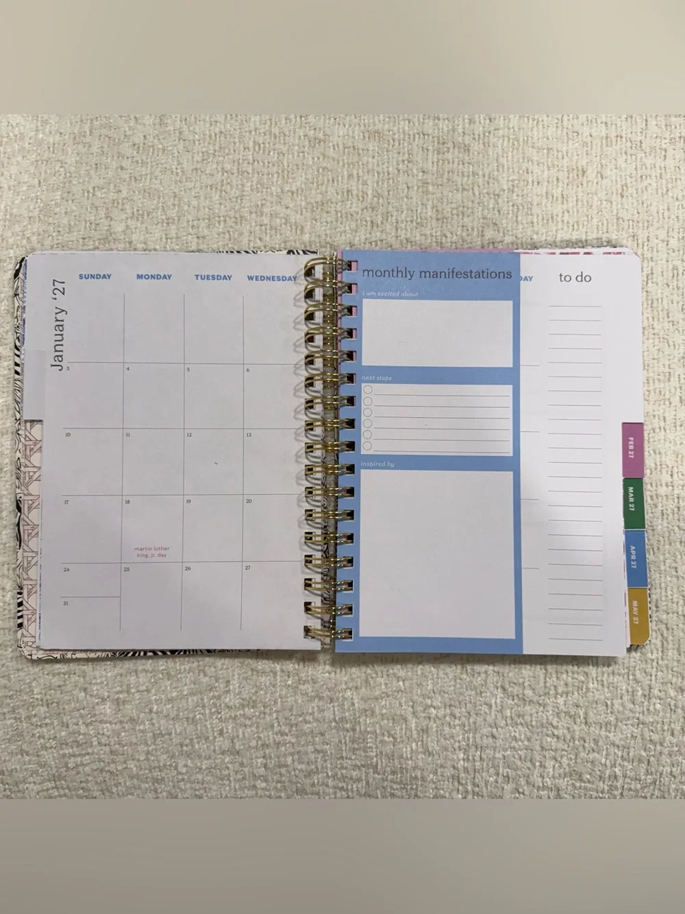 Lilly Pulitzer Black & White Zebra Large Planner Agenda w Gold Accents 2027 NEW